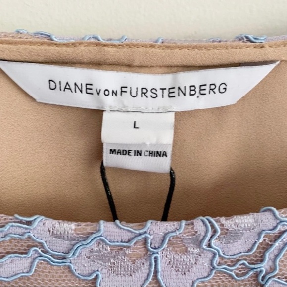 NWT Diane Von Furstenberg Amal Lace Mini Dress in Lilac Purple Size Large - Picture 11 of 13